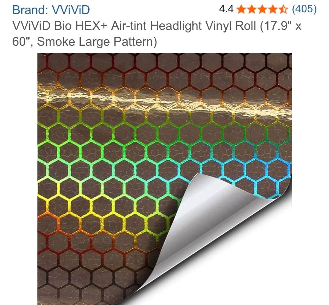 VViViD Bio HEX+ Air-Tint Headlight Vinyl Roll (17.9″ x 60″, Smoke Large Pattern)