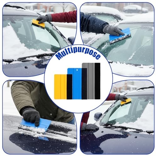 3 Pcs Squeegee for Vinyl, Black Felt Edge Vinyl Squeegee 4in, 5in, 6in Felt