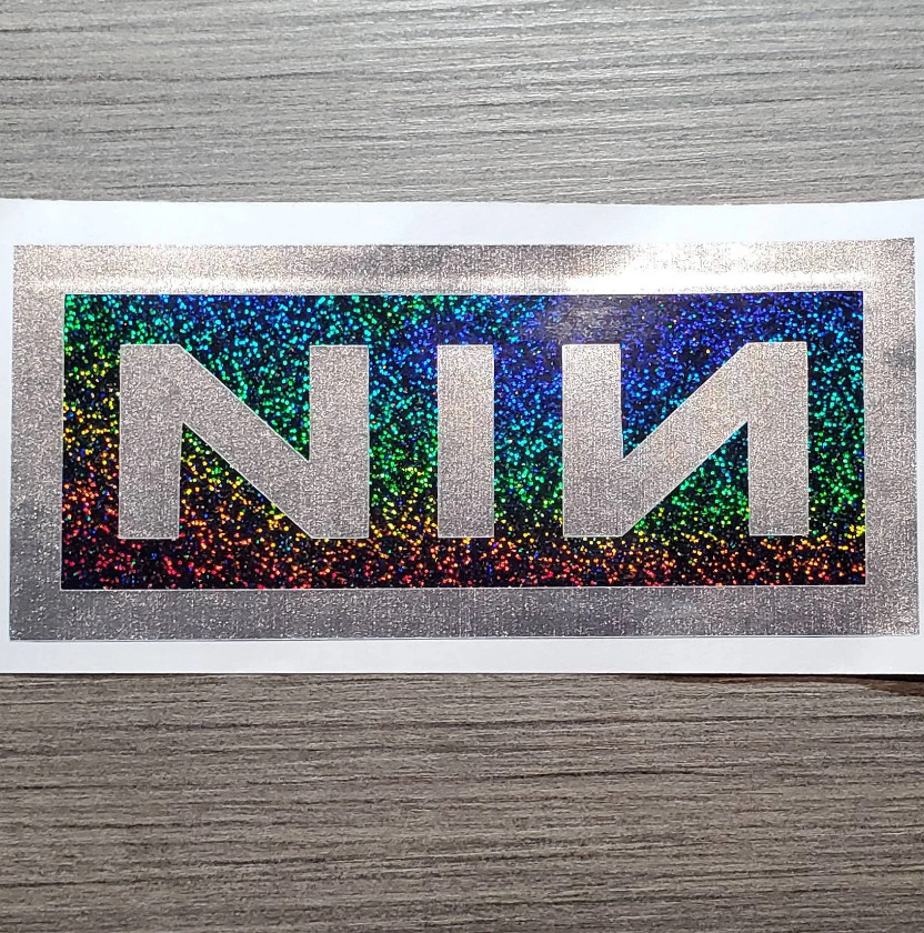 Nine Inch Nails – Premium Brushed Steel & Holographic Decal 6″