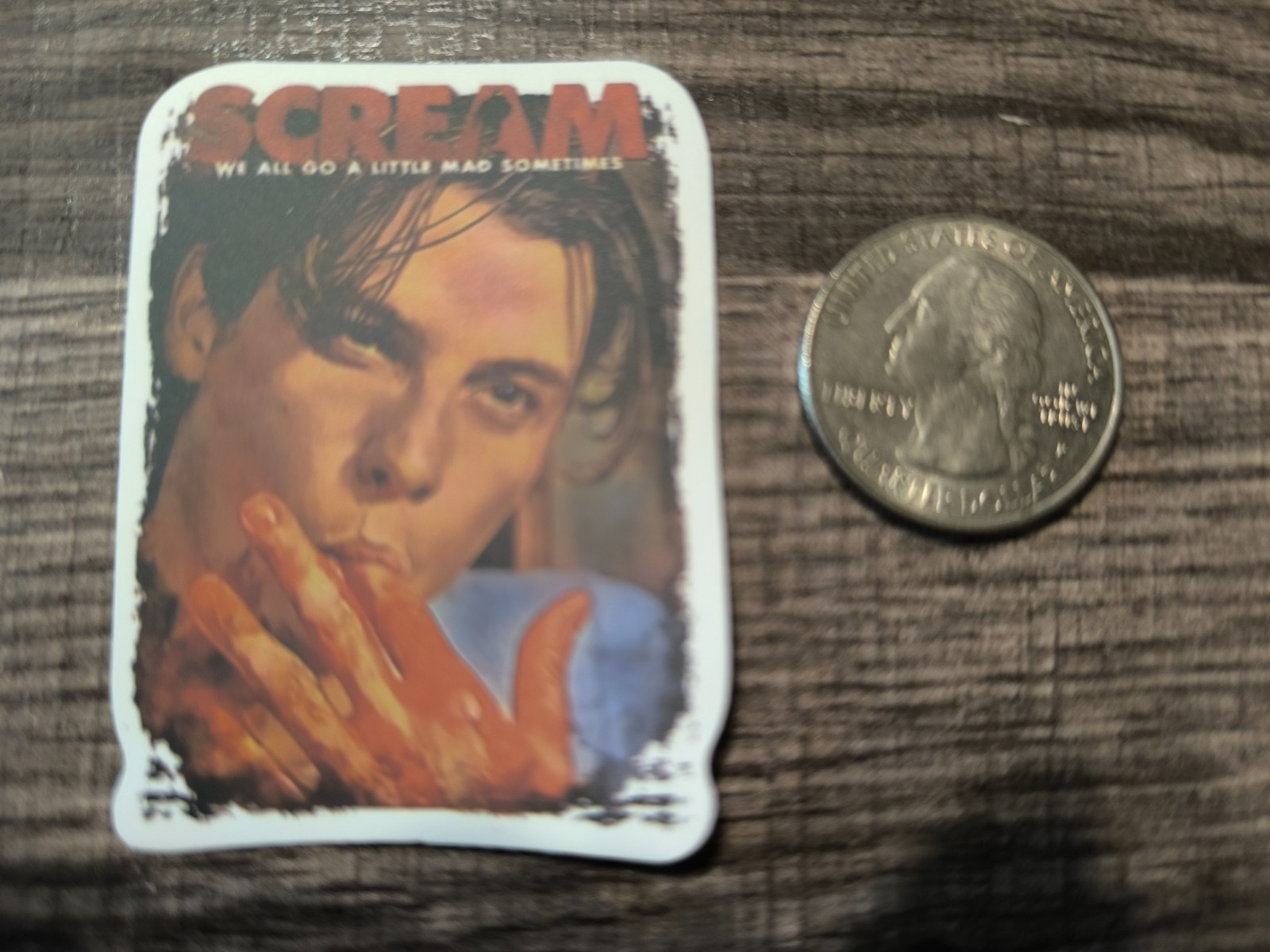 Scream We All Go A Little Mad Sometimes Sticker Halloween Horror Billy Loomis !!