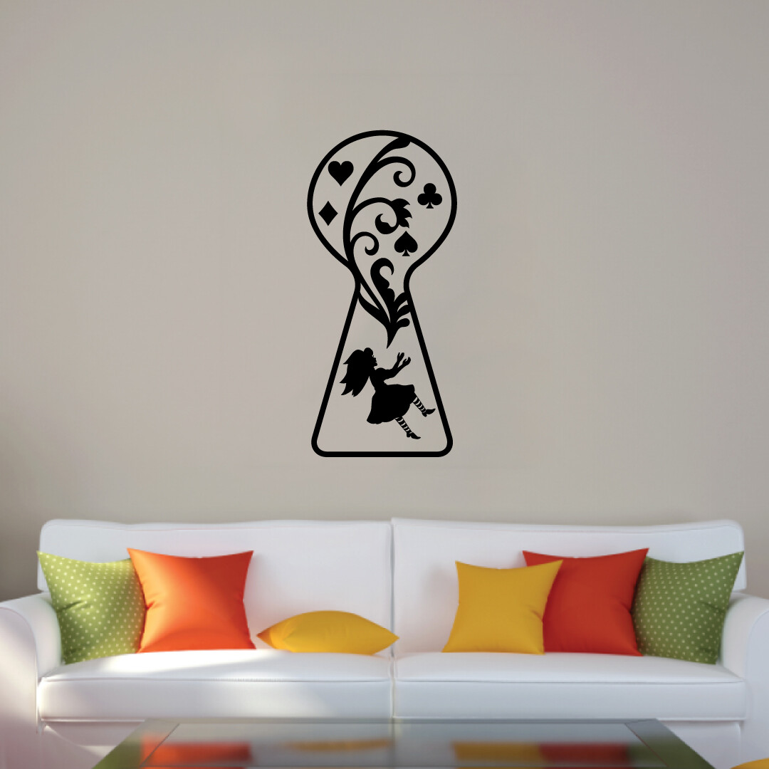 Keyhole Alice in Wonderland Cute Vinyl Wall Art Sticker Home Kids Room Decals