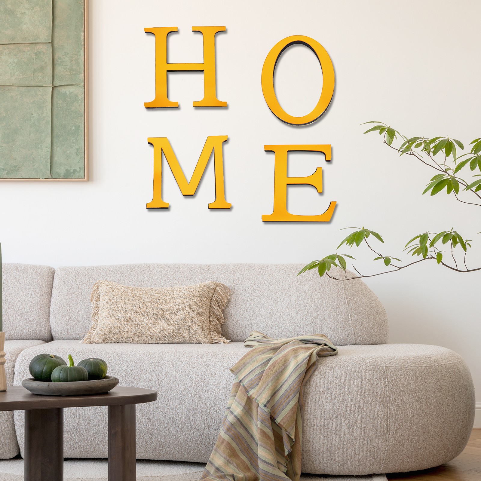 3.94 Inch 3D Acrylic Alphabet Mirror Wall Stickers Letter O Deep Gold