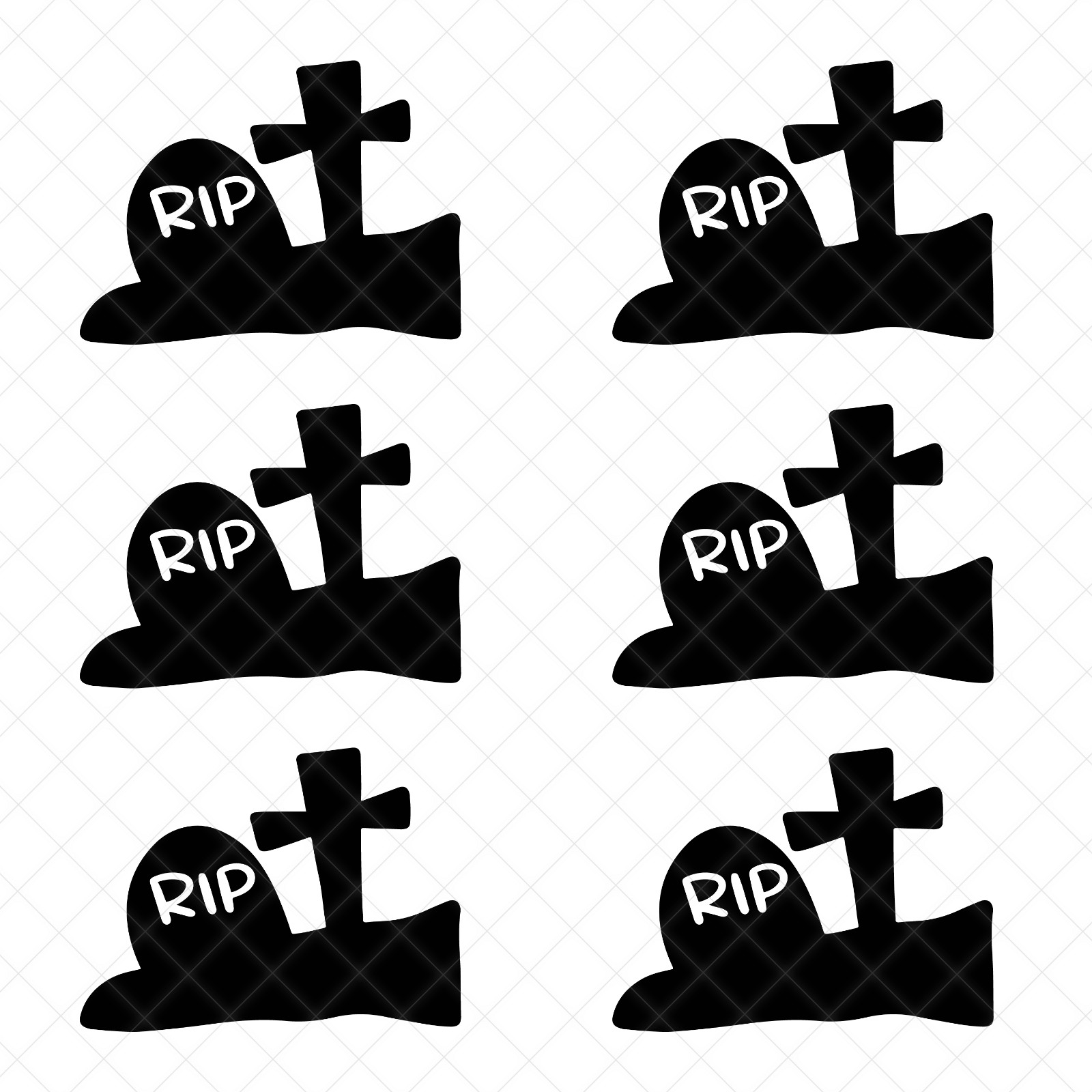 6 Pack RIP Tombstone Vinyl Decals | Halloween Graveyard Stickers (003)