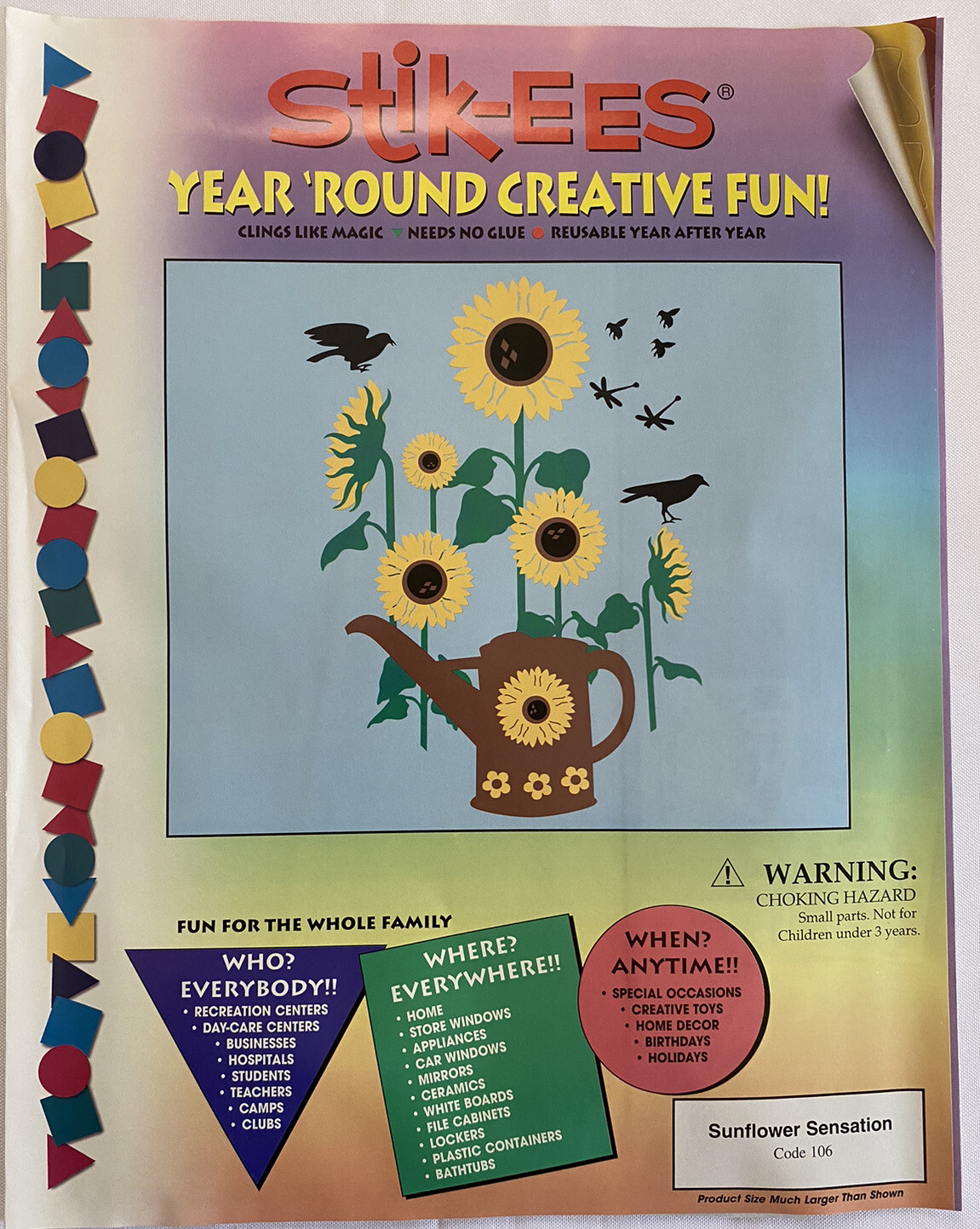 Sunflower Sensation Vintage Stik-EES Vinyl Decals Window Clings 15” Summer Decor