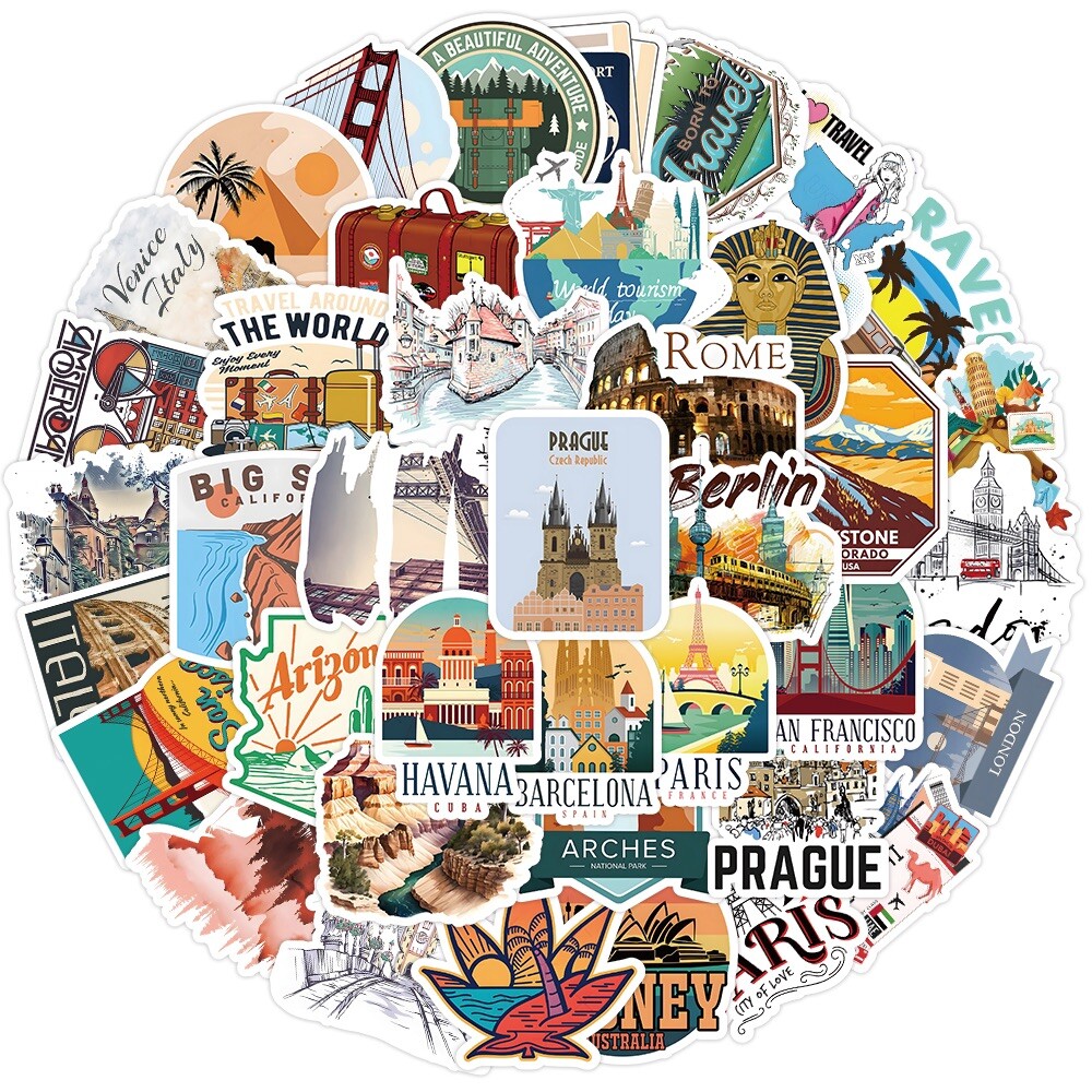 20 Random International Travel Stickers World Tourism Decals Hydro Free Shipping