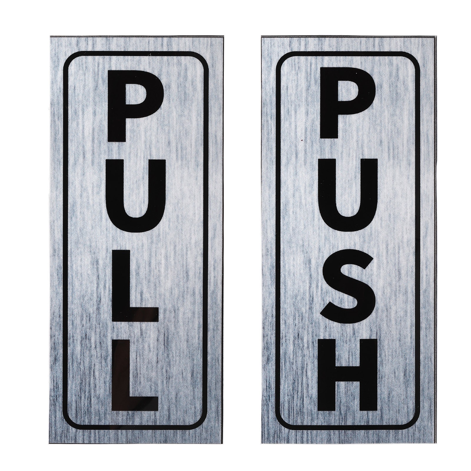 1Set Push Pull Door Sign 2″x5″ Adhesive Vertical Pull Push Sticker Silver