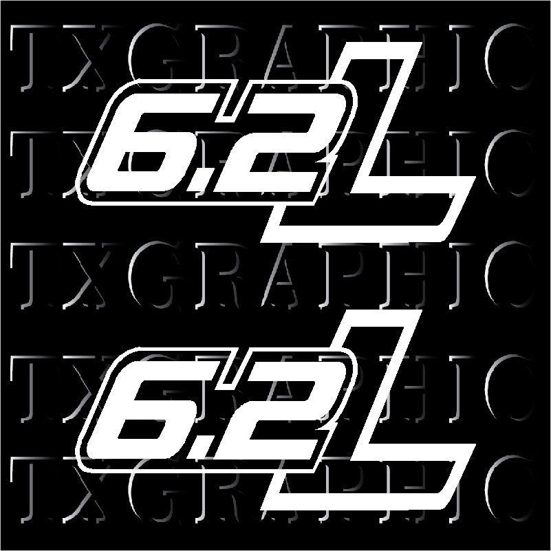 6.2 L LITER Engine Size Decal Sticker Ford Boss V8 F-150 SVT Raptor (Pair)