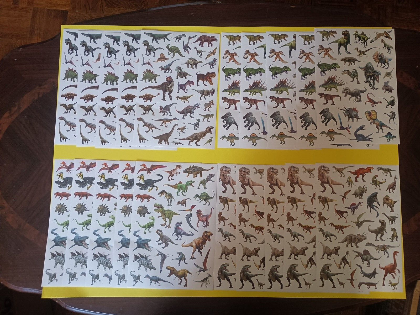 20 sheets of Dinosaur Decals, 5 sheets of 4 different sets