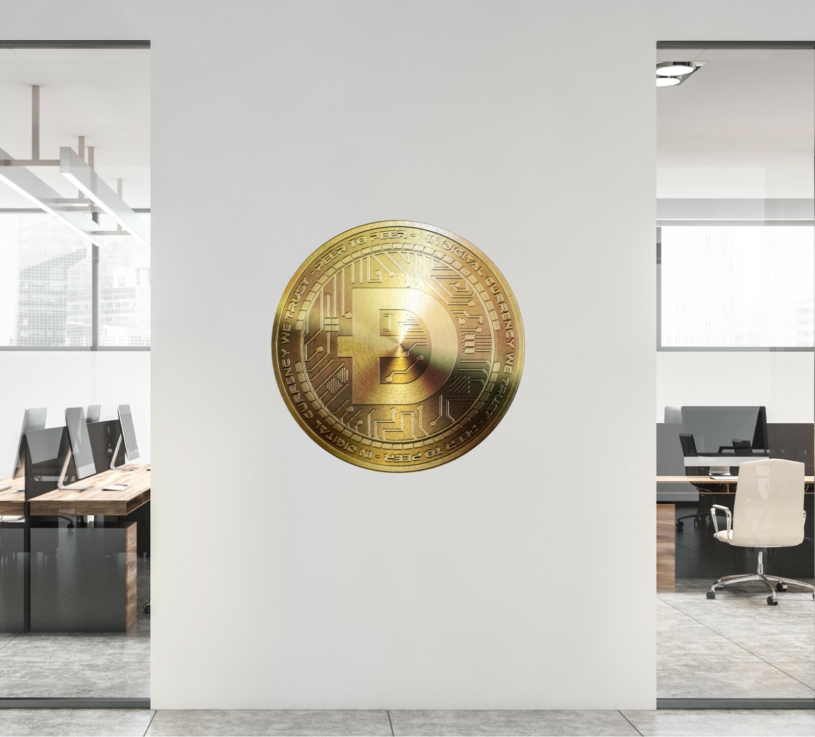 DOGECOIN Cryptocurrency Logo Wall Decal Removable Fabric Vinyl Wall Sticker