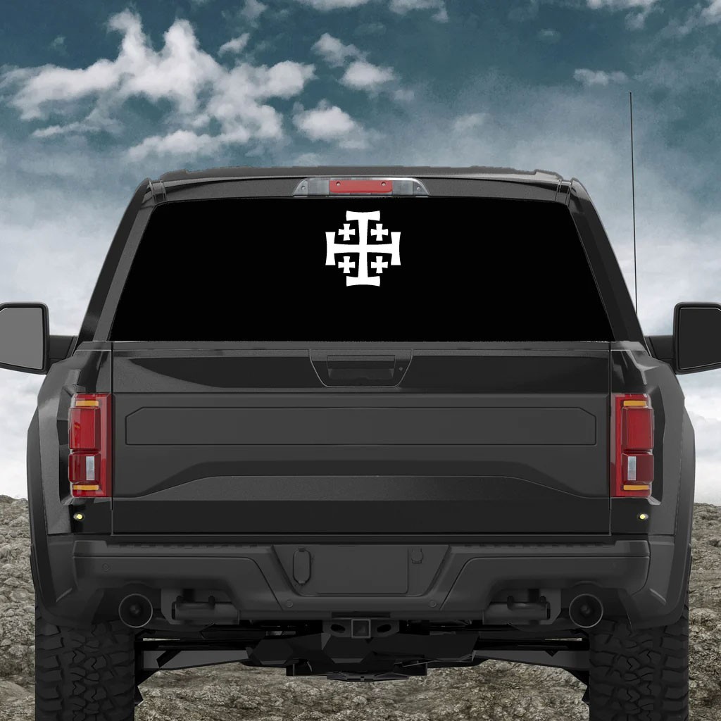 Cruz de Jerusalem Crusaders Cross Solid Vinyl Decal Sticker Jerusalém