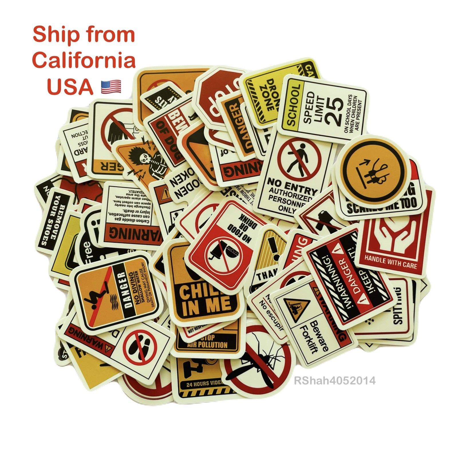 10 Matte-Glow in Dark Danger Caution Stickers 1-2”inch Door Car Cup Bin Laptop