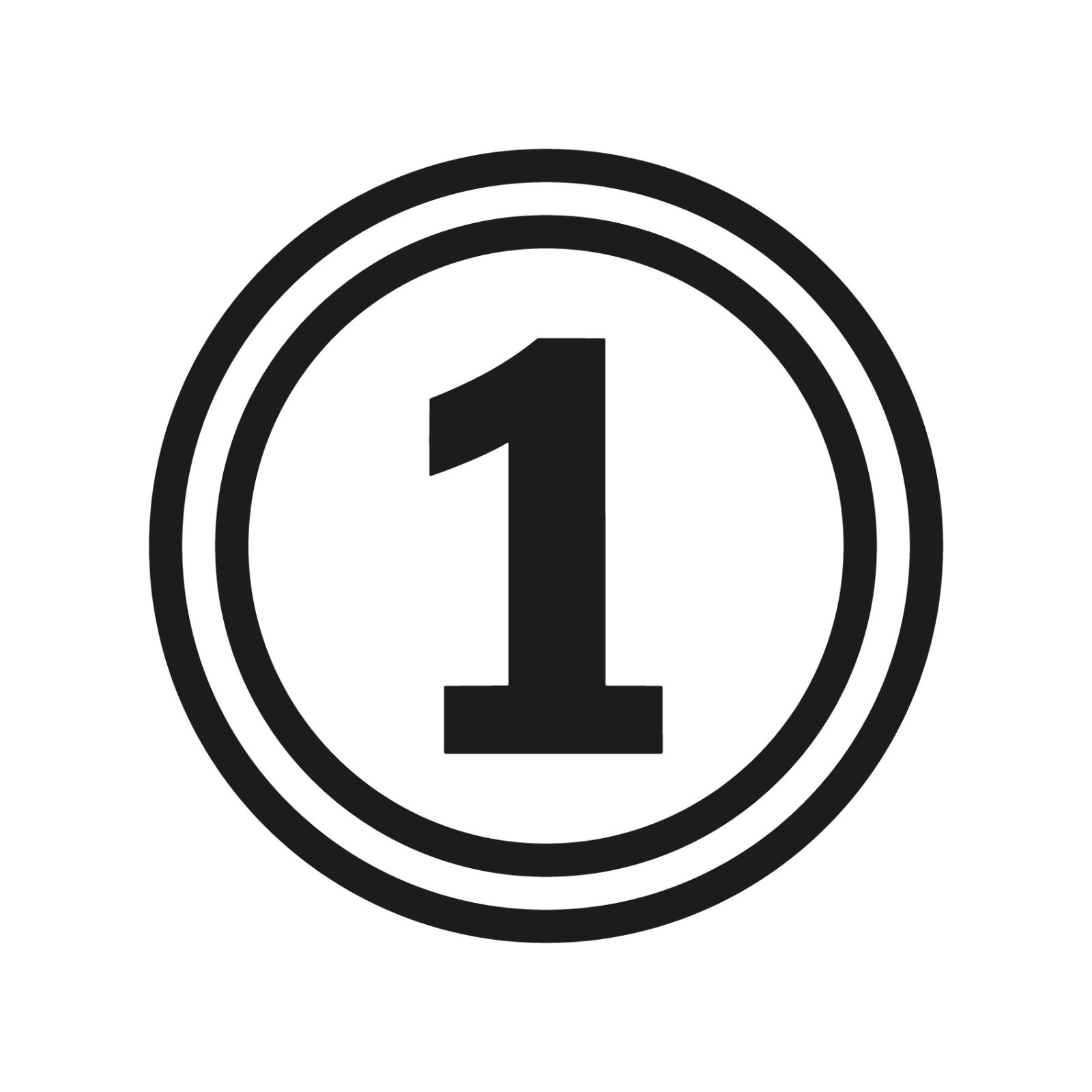 Number 1 Double Circle Vinyl Decal Emblem Sticker