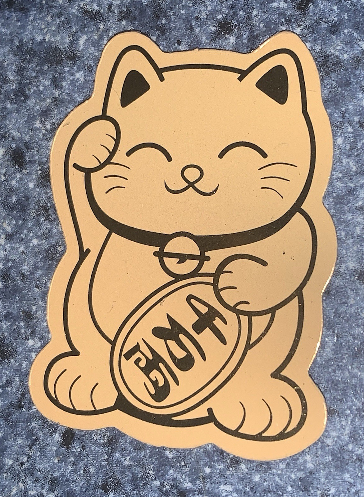 Golden Japanese Kawaii Maneki-Neko Beckoning Cat Lucky Talisman Token Decal 1 PC
