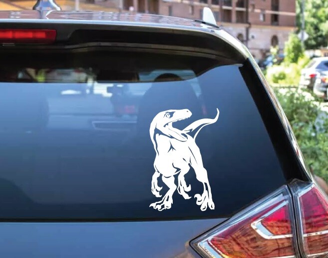 Dinosaur – Roaring Velociraptor #1 – Jurassic Period – 4-21″ wide – DieCut Decal
