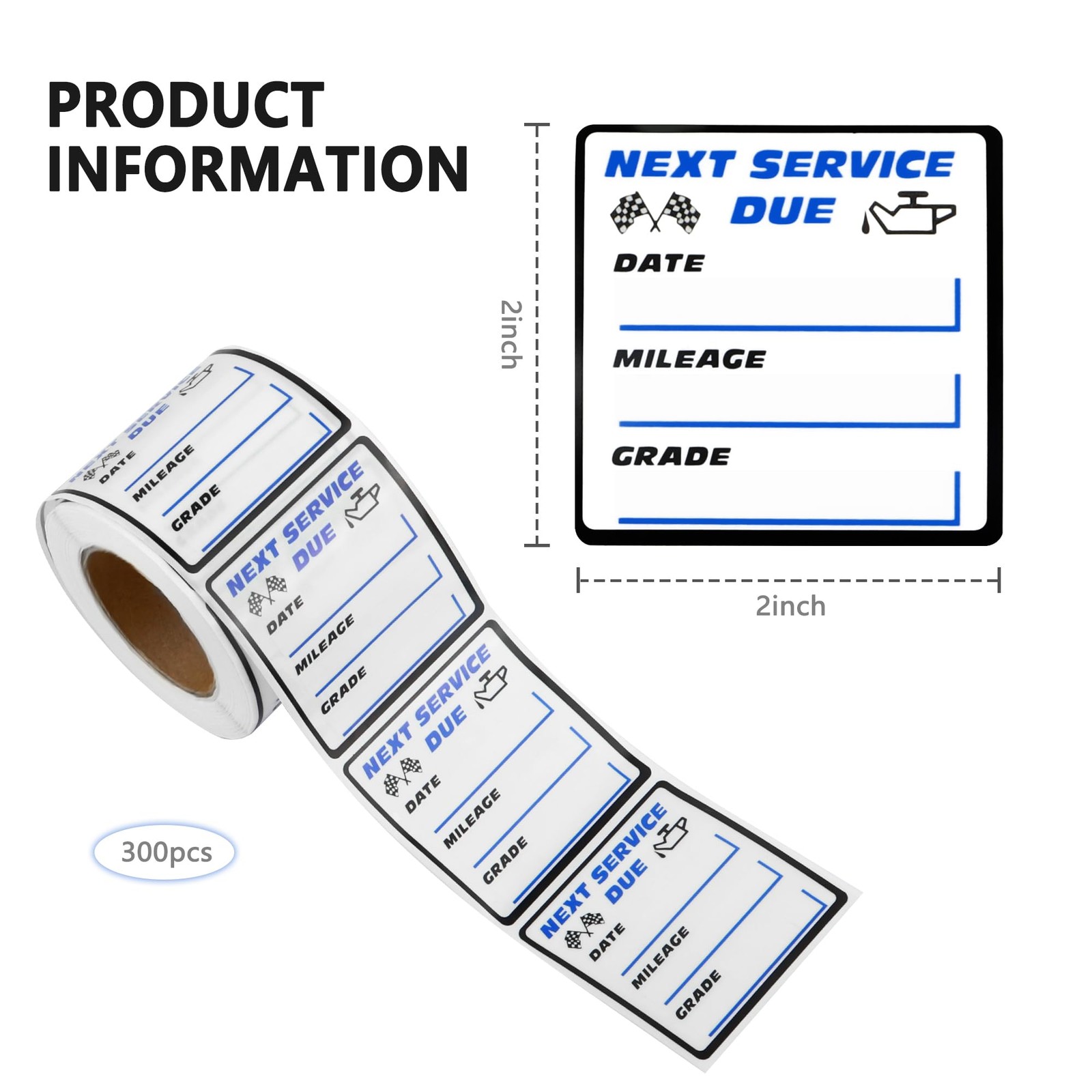 300PCS Vinyl Oil Change Reminder Stickers 2×2 Inch Waterproof RustResistant for