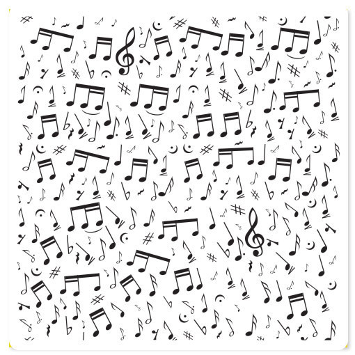 LOVE OF MUSIC musical notes car bumper sticker 4″ x 4″