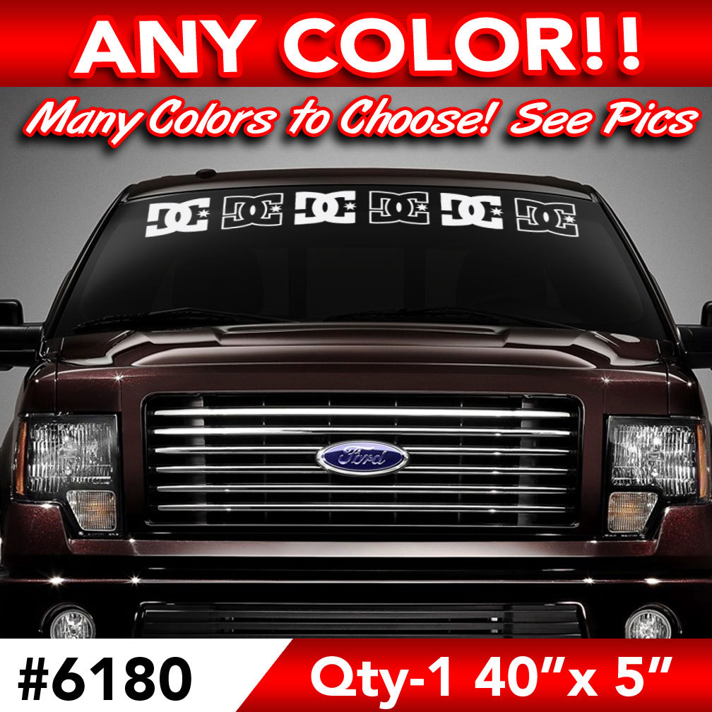 DC SHOES WINDSHIELD DECAL STICKER 40″w x 5″h ANY 1 COLOR