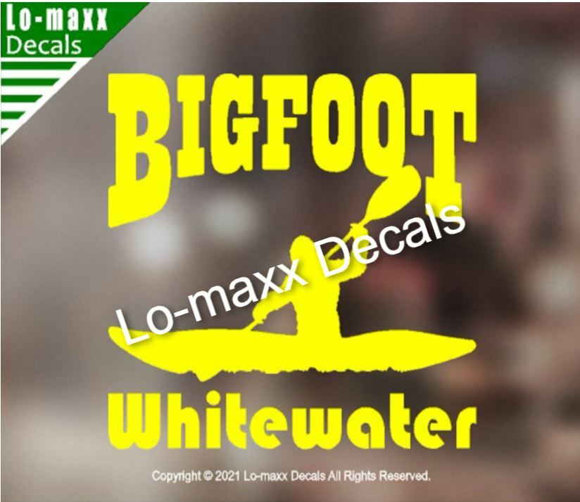Bigfoot Whitewater River Kayaking Boating Original Design Die Cut Vinyl Decal