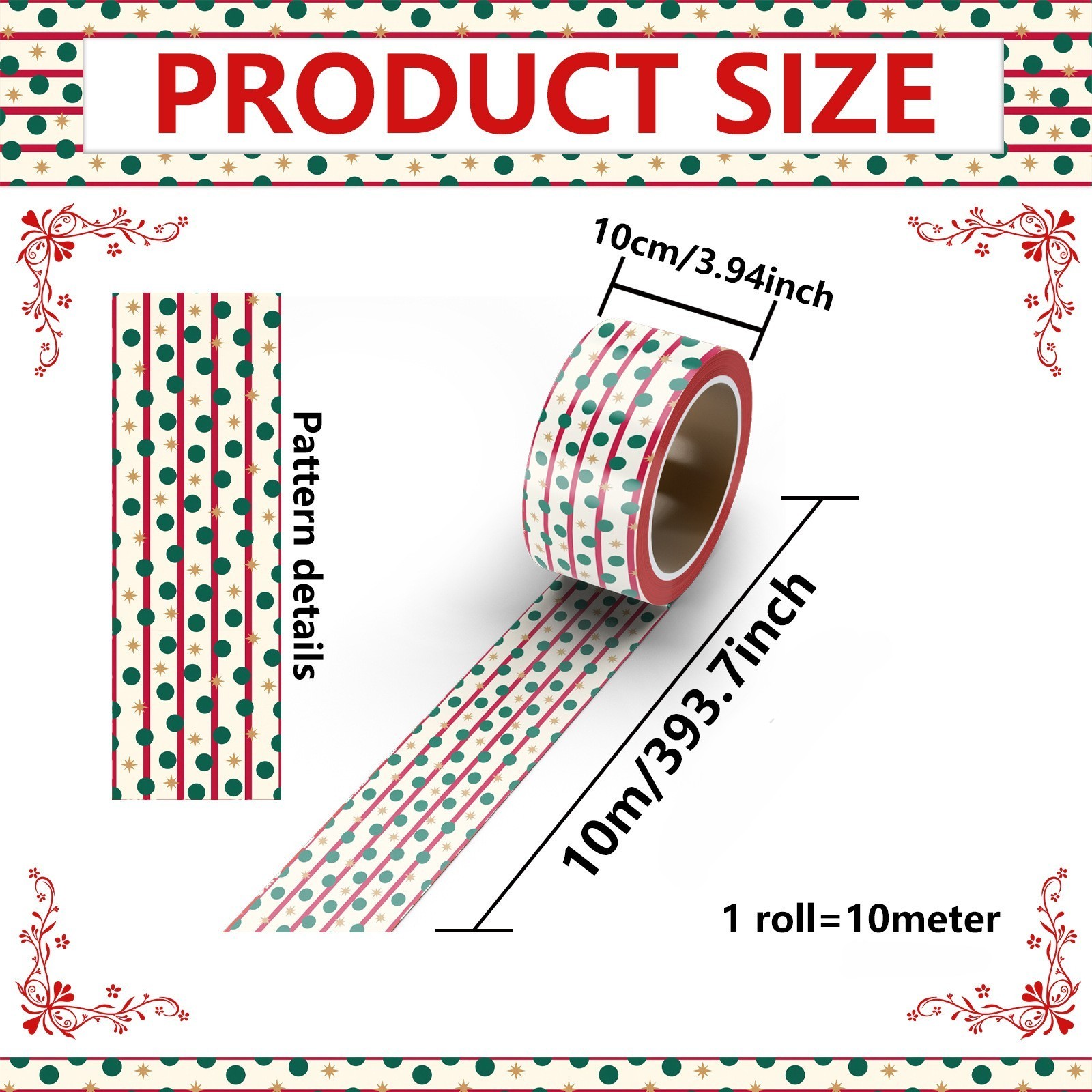 Christmas Wall Border Sticker PVC Waterproof Polka Dot 32.8ft Easy Install