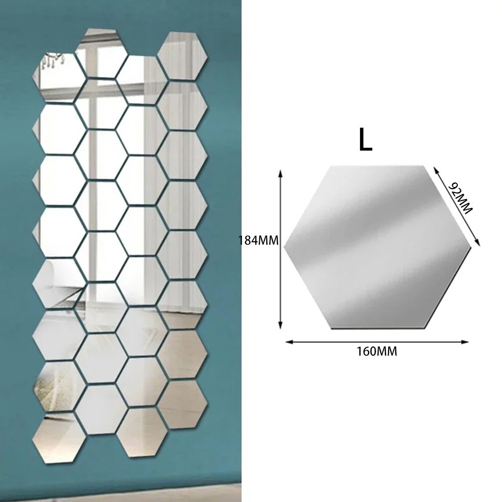 Innovative 24pcs Gold Hexagonal Mirrors for Decorative Walls and Craft Projects