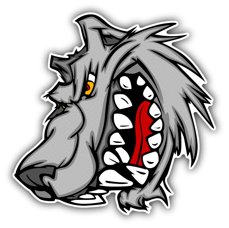 Wolf Head Mascot Cartoon Car Bumper Sticker Decal