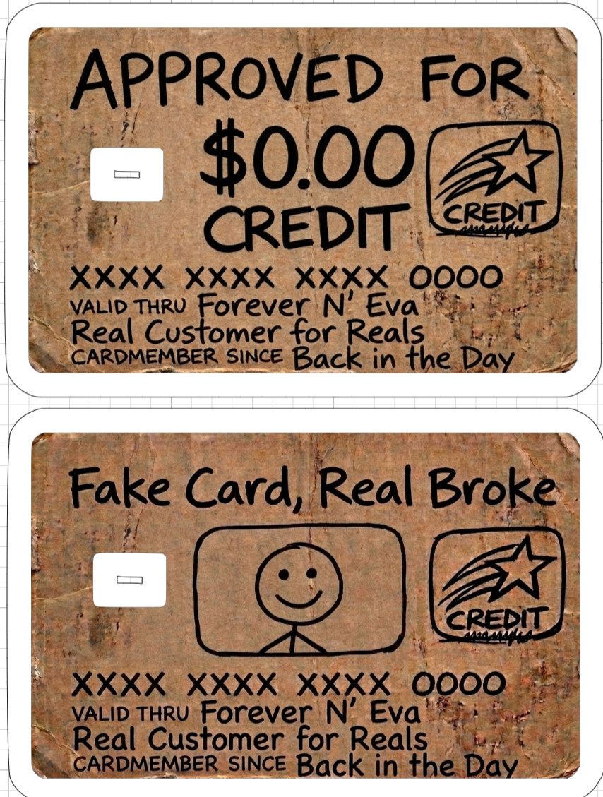 Cardboard Sign ATM Debit Credit Gift Card Skin Sticker Parody Gag Jokes Satire