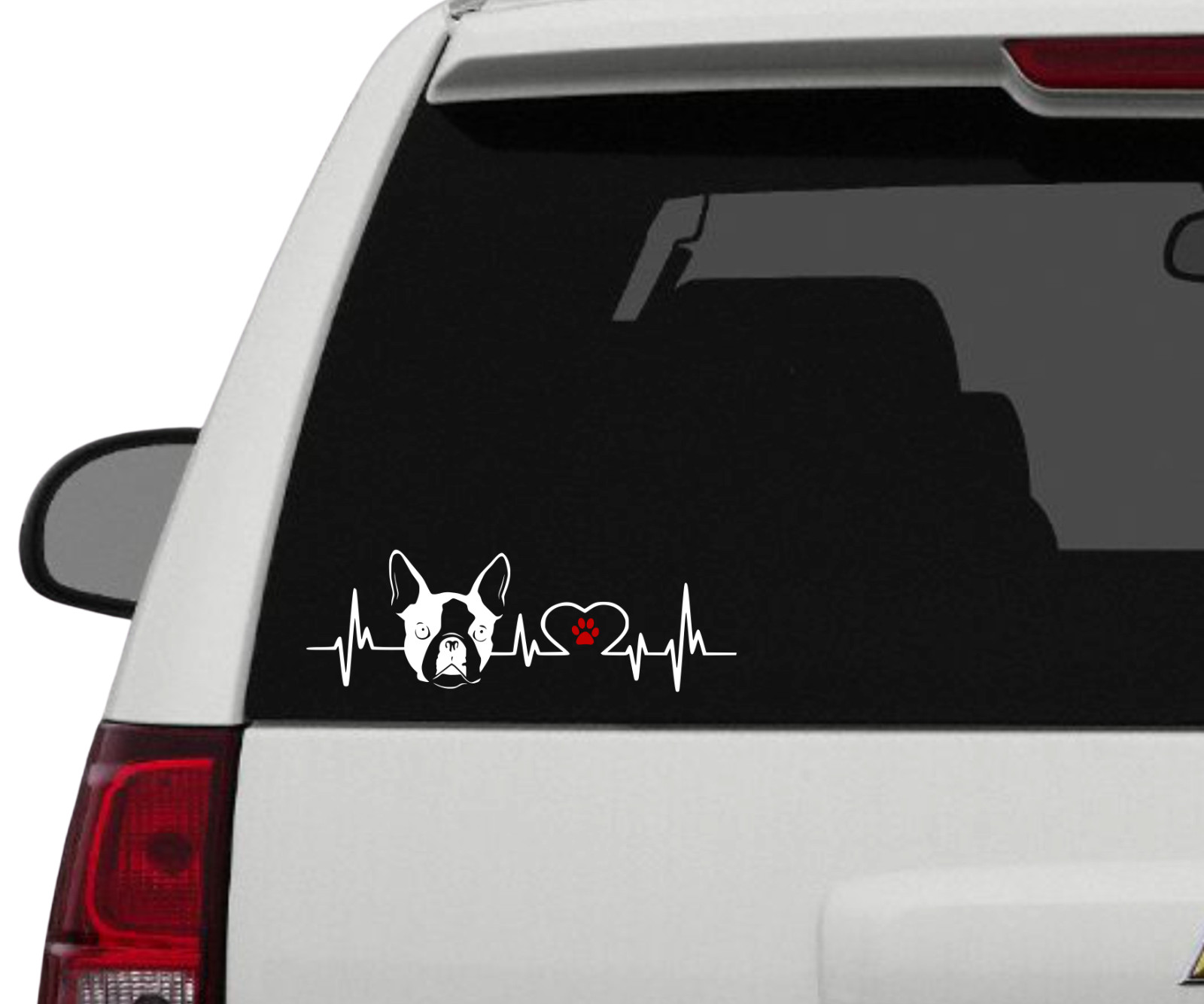 Boston Terrier Dog Heartbeat Vinyl Decal Car Auto Truck Window Bumper Laptop
