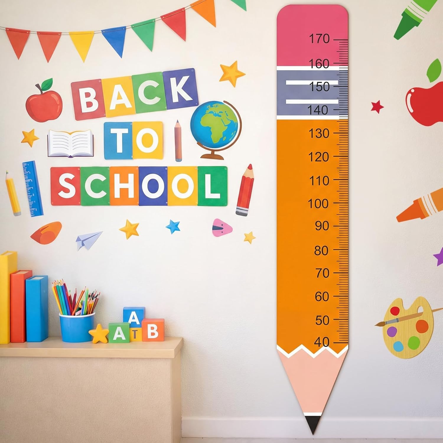 Height Growth Chart Wall Sticker Decor 77″x14″ Pencil Shaped Height Measurement