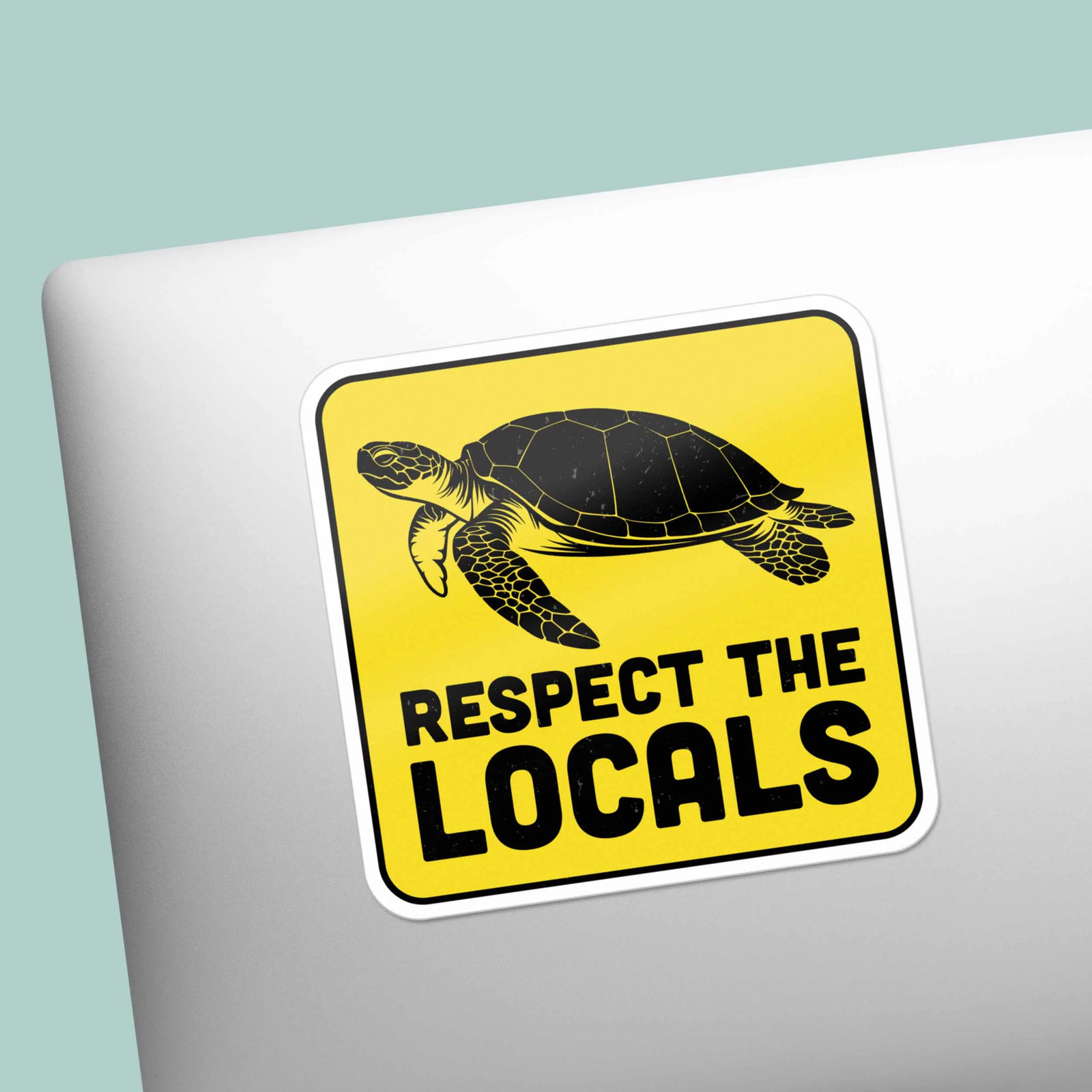 Respect the Locals Sea Turtle Sticker – Funny Beach Decal for Laptop
