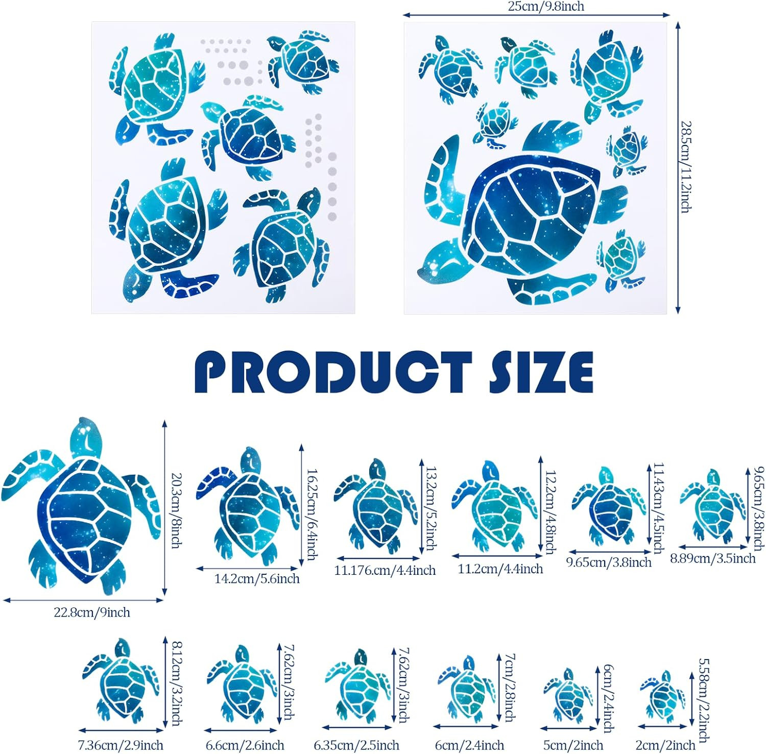 12 Pcs Turtle Stickers, Vinyl Ocean Sea Turtle Stickers Wall Decor, 12 Size W…