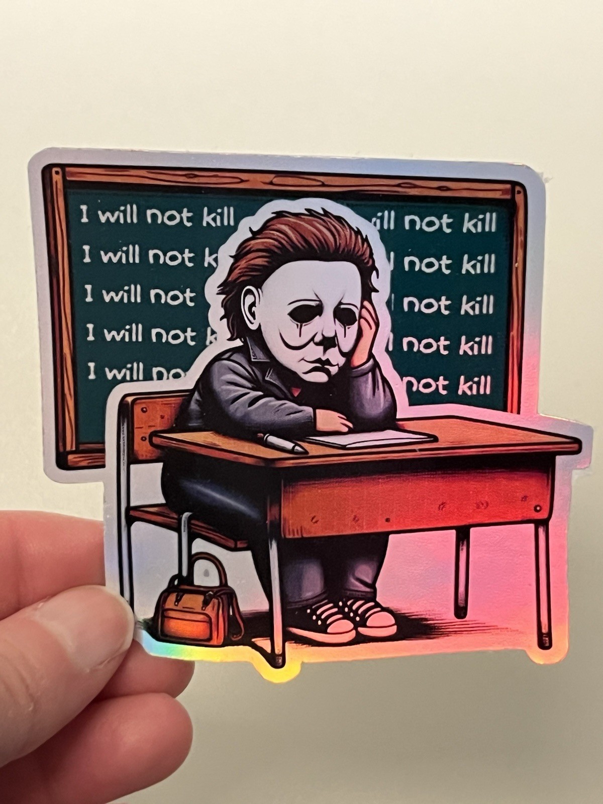 Michael Myers School Horror Waterproof Holographic 3 Inch Sticker