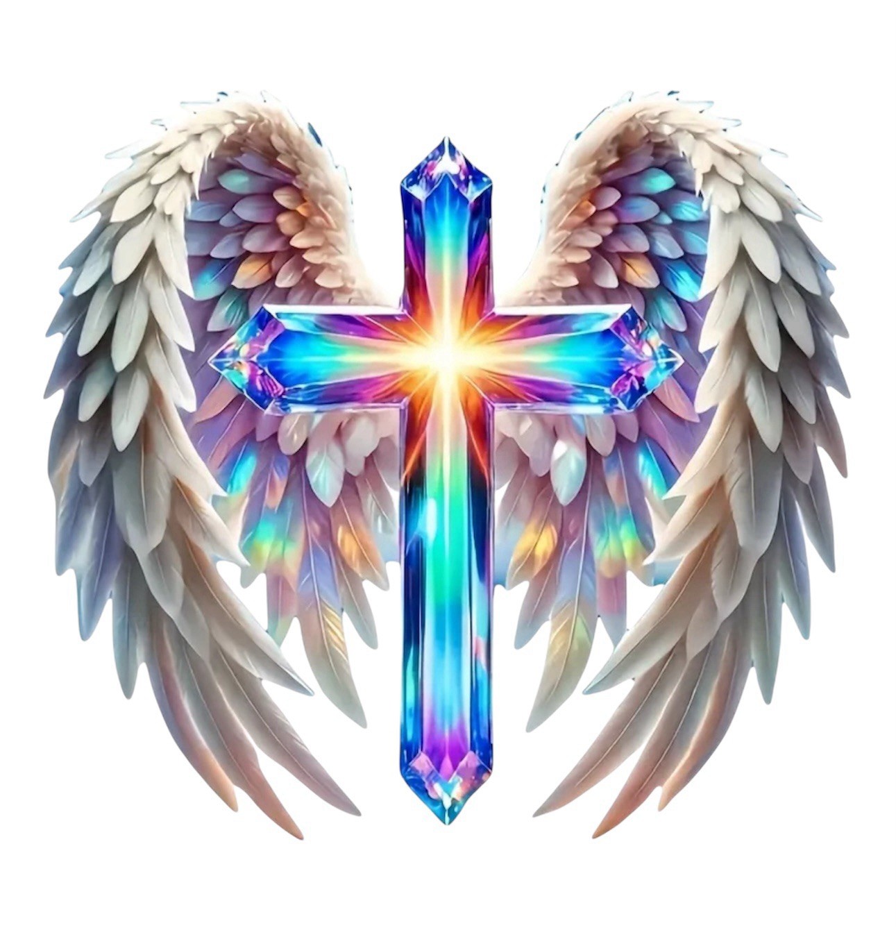 LED PRISM Cross Wings Vinyl Decal Sticker 3” Inch Christian Religious God Jesus