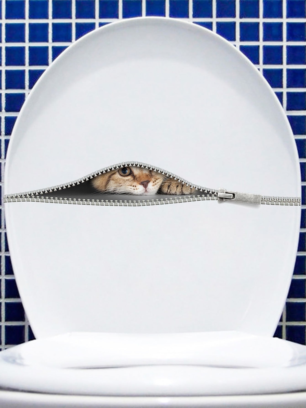 3D Cat Print Wall Toilet Sticker Peel and Stick Wall Art Home Decor Removable