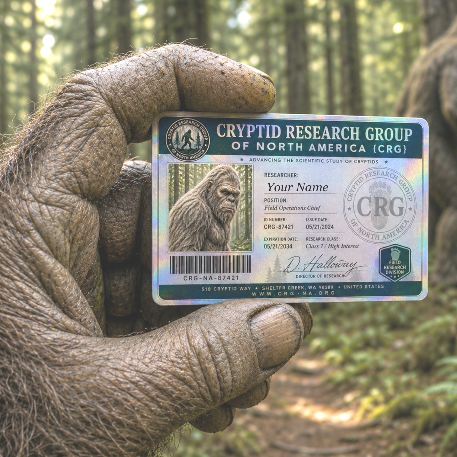 Bigfoot ID Card: Personalized