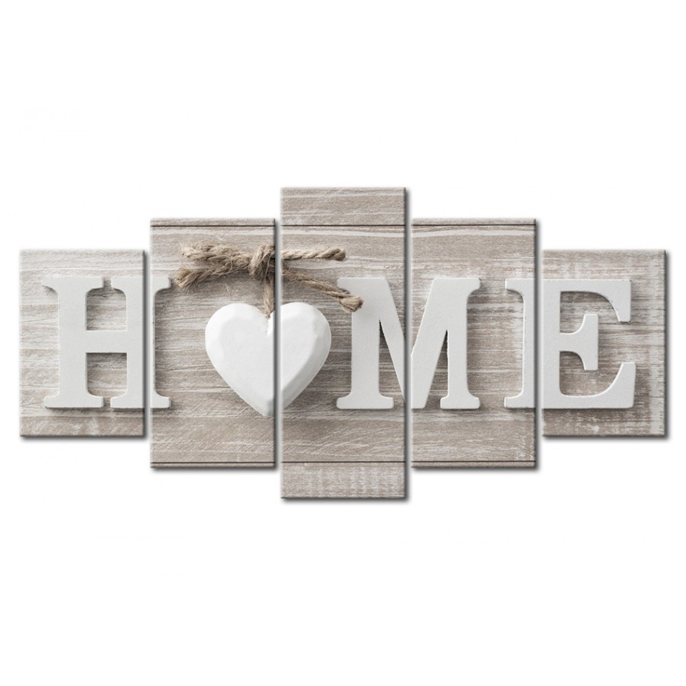 Stylish Home Decor Set of 5 Unframed Canvas Prints featuring HOME Sign