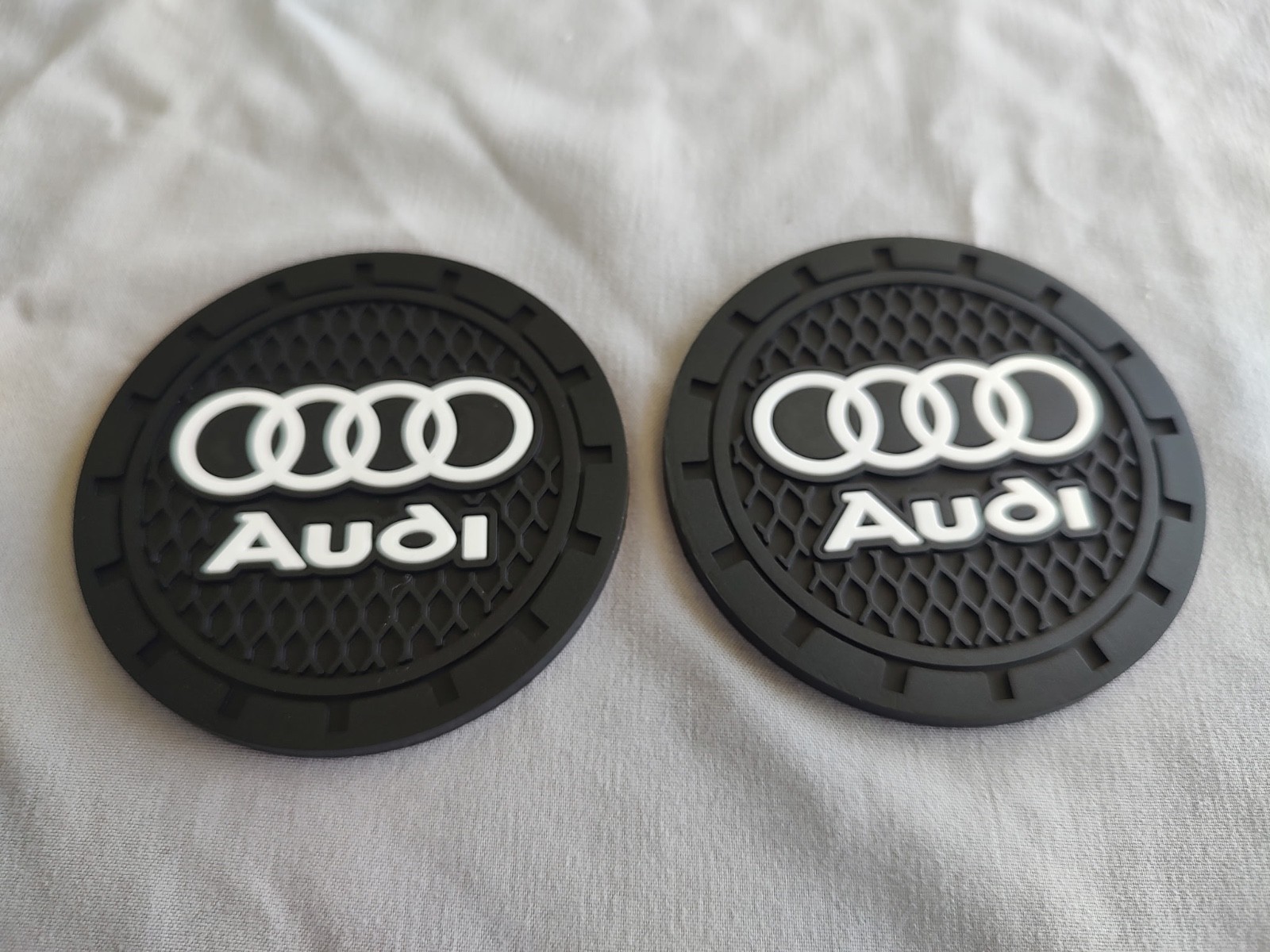 Set Of 2 Branded Neoprene Car Coasters, Red Sox Yankees Manchester Audi and re