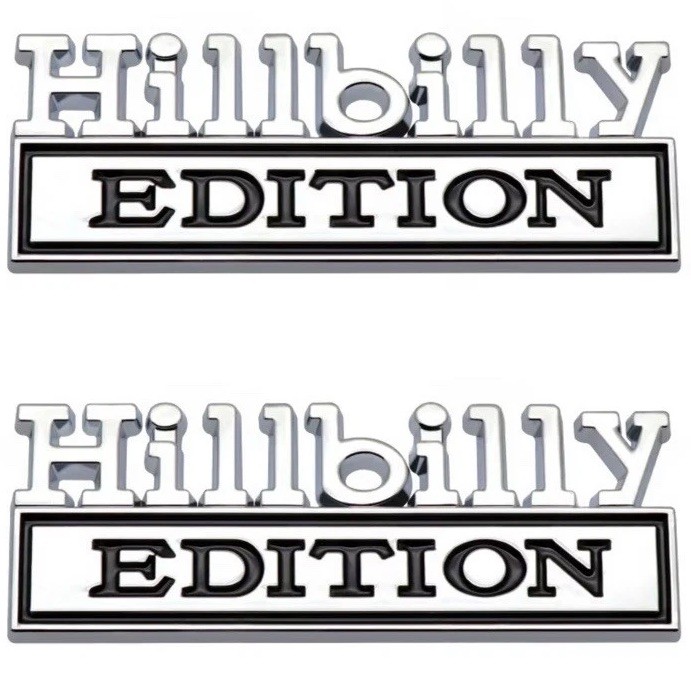 1pc HILLBILLY EDITION EMBLEM Chrome Emblem Badge Decal Car Truck SUV ATV Boat