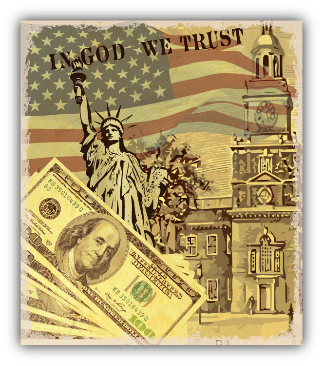 In God We Trust USA Label Car Bumper Sticker Decal