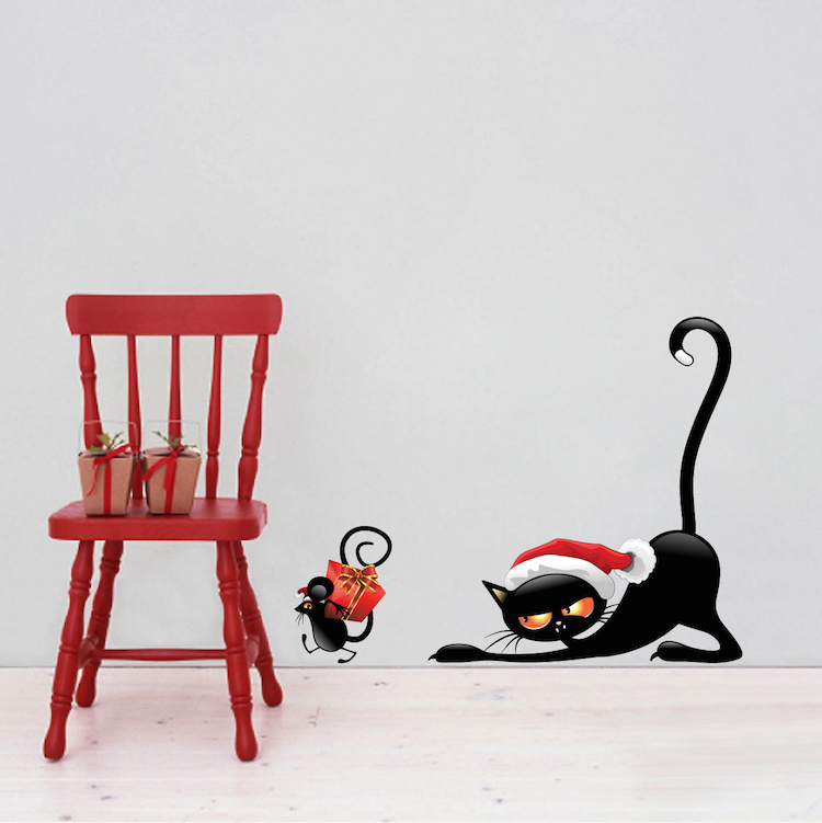 Christmas Cat And Mouse Wall Decals Christmas Wall And Window Decorations, h71