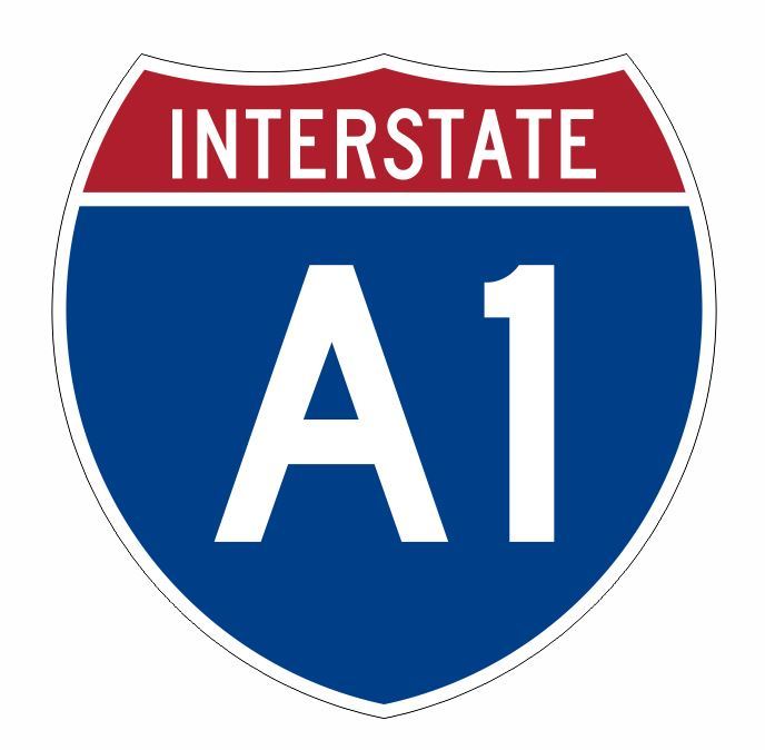 Interstate A1 Sticker Decal R1094 Highway Sign Alaska