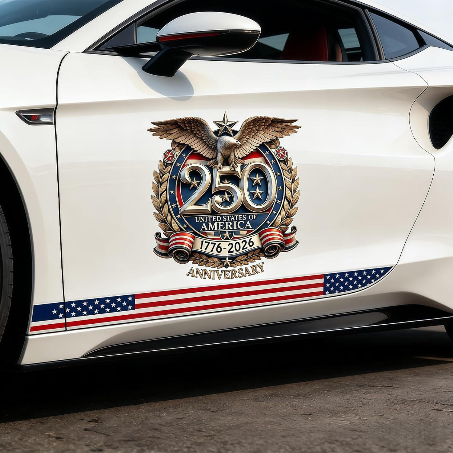 5PCS 250 Anniversary USA Stickers (1776–2026), 250 Anniversary USA Window Decal,