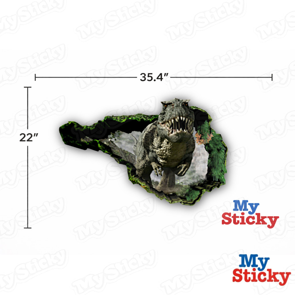 Tyrannosaurus Rex Dinosaur Wall Break Decal Personalized Name Vinyl Sticker Room