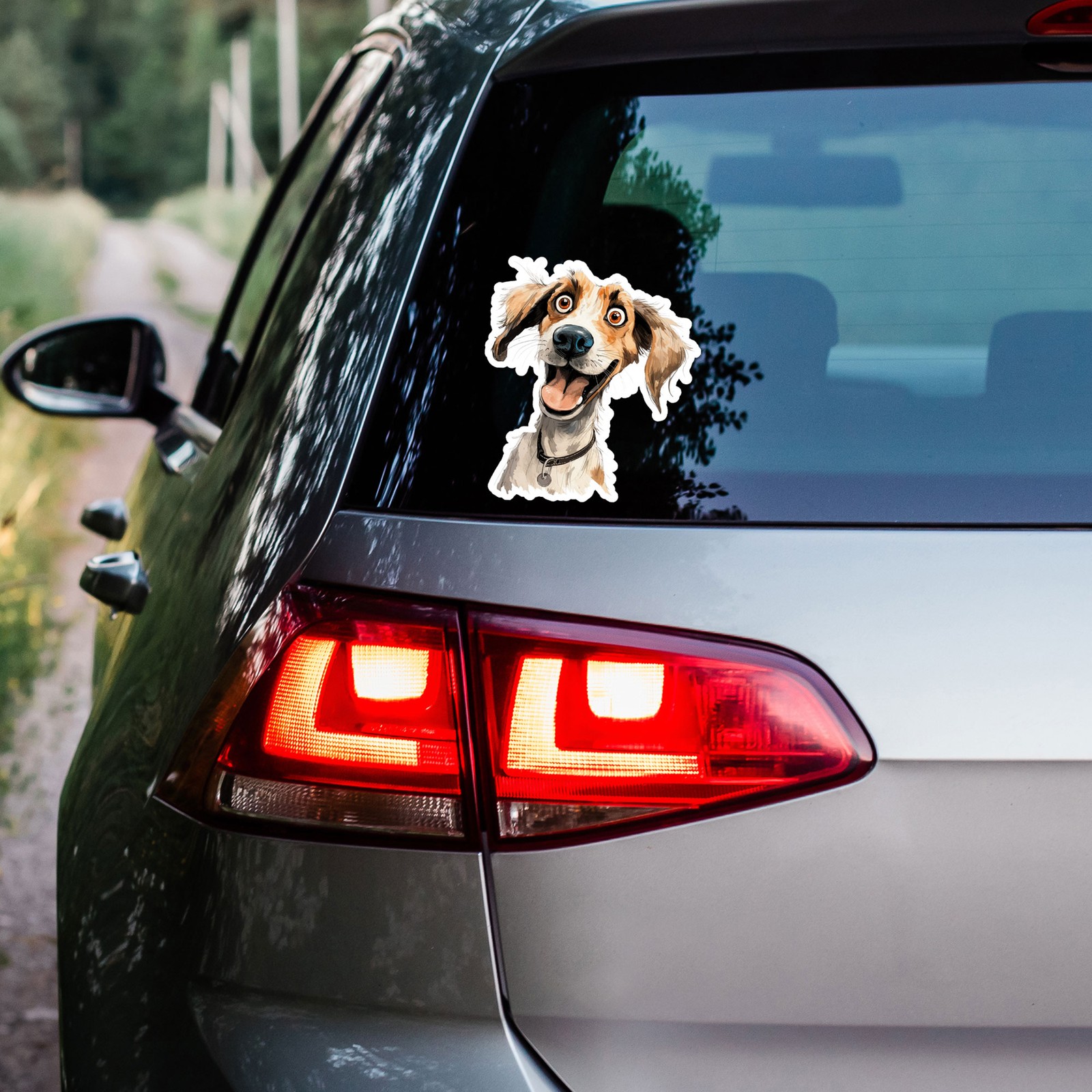 Happy Funny Dog – Vinyl Decal Sticker – Car Window Laptop – ebn12247