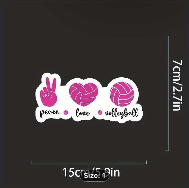 Peace Love & Volleyball Decal Sticker Pink Sports Beach