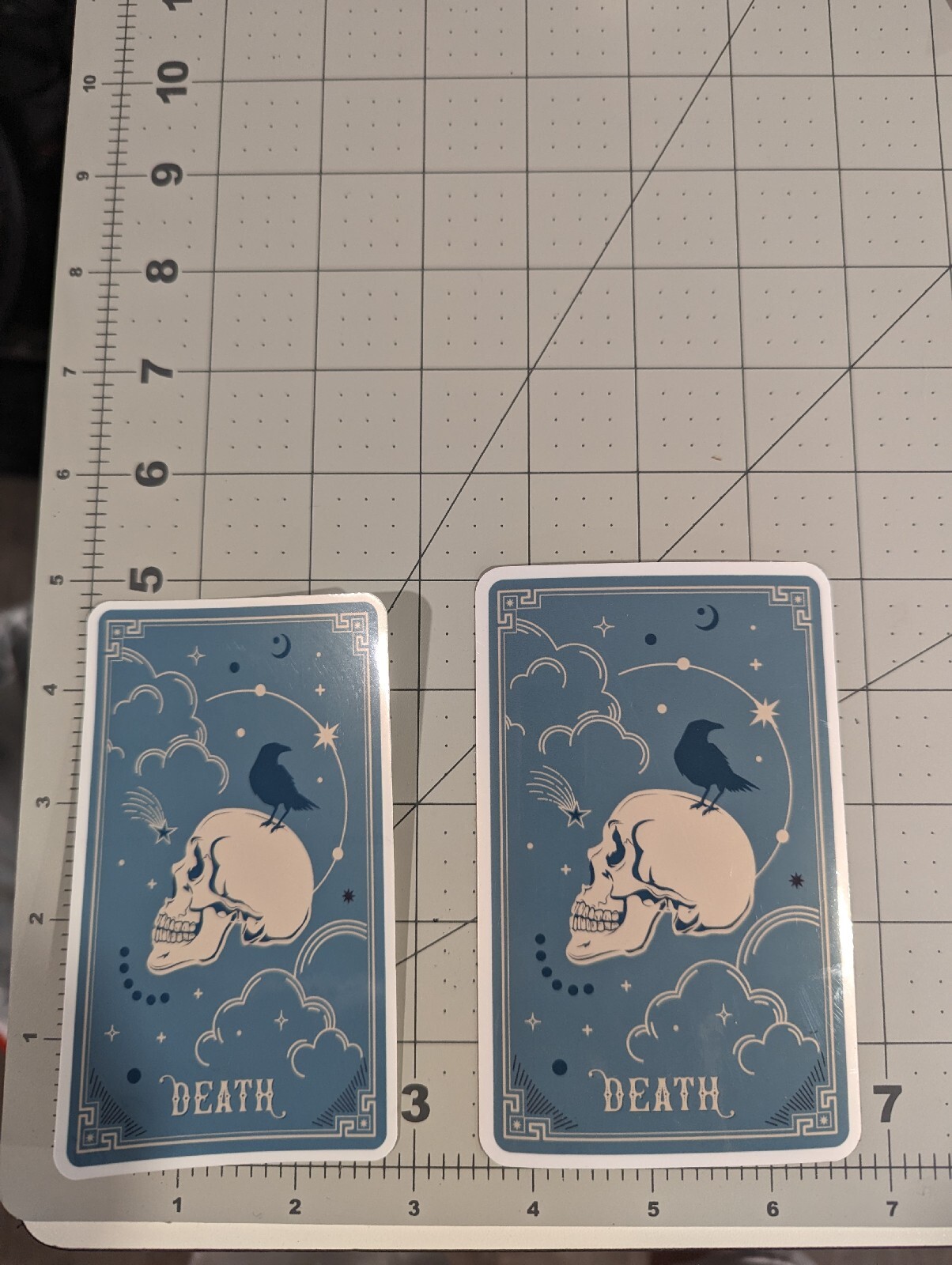 DEATH tarot ‘card’ blue die-cut printed vinyl sticker
