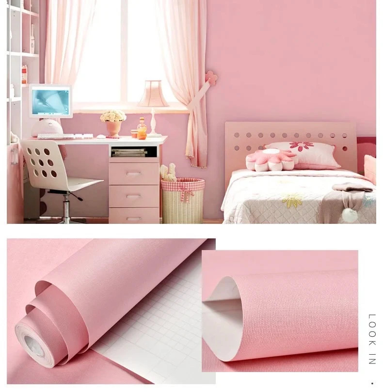 Macaron Thick Self-adhesive Wallpaper Solid Color Vinyl PVC Sticker Waterproof