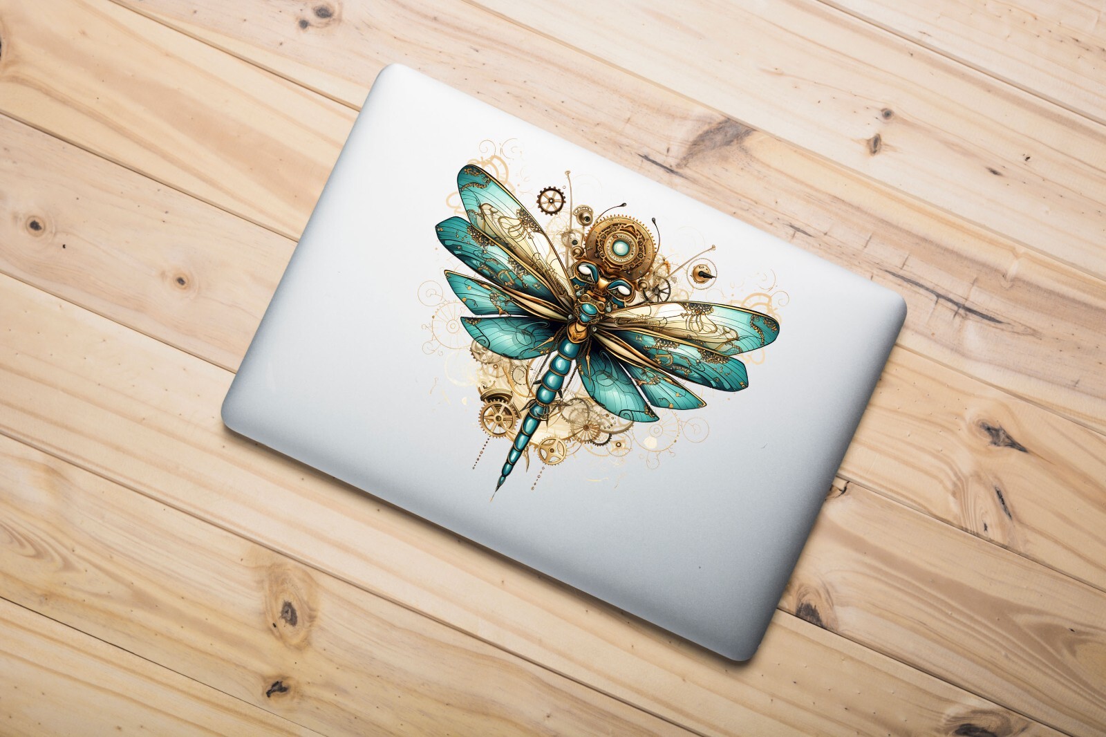 Steampunk Teal Dragonfly UV DTF Transparent Sticker / Decal