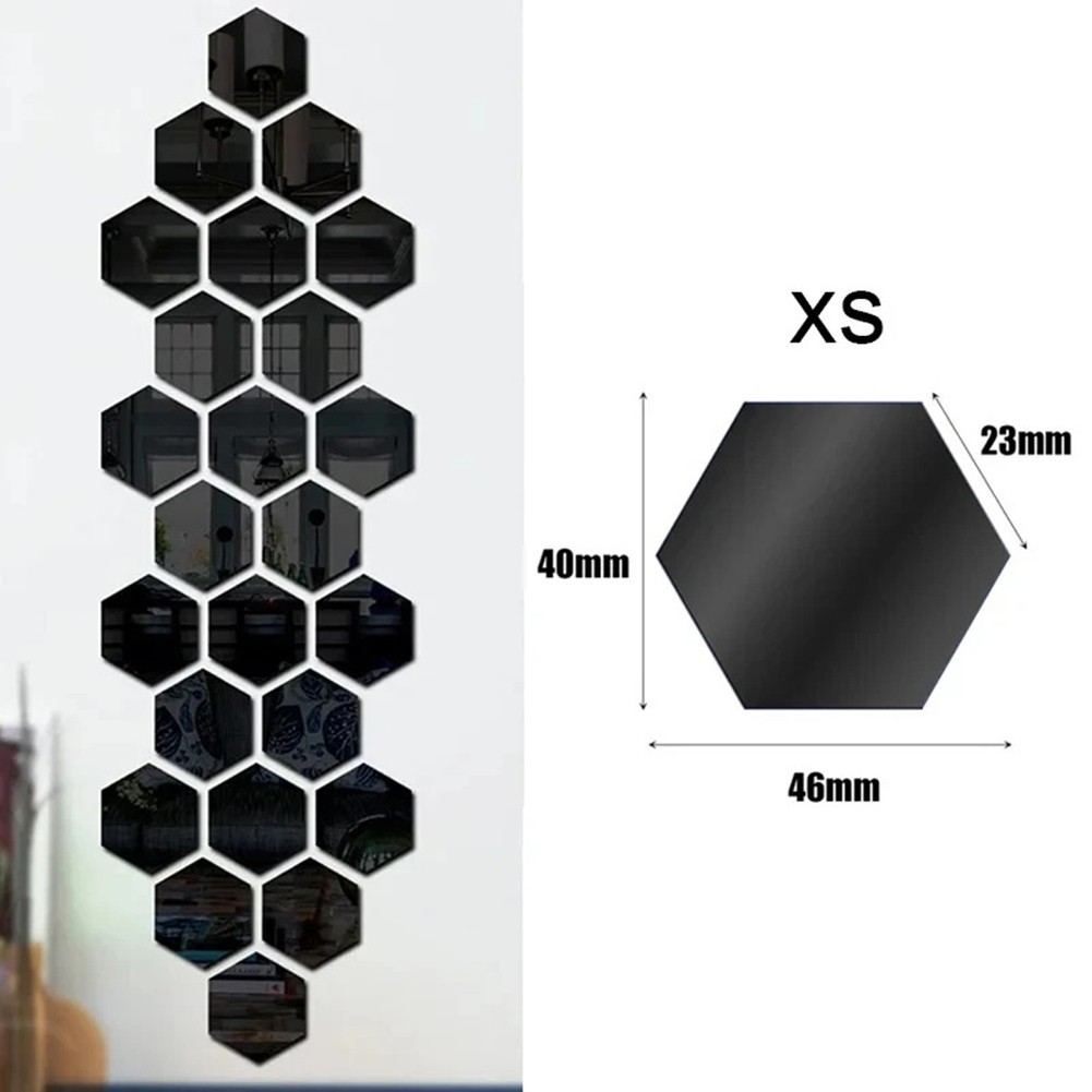 Modern 24pcs Golden Hexagonal Mirror Stickers Easy to Apply for a Chic Look