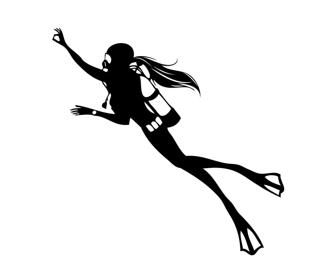 Female Scuba Diver Underwater Ocean Vinyl Die Cut Car Decal Sticker
