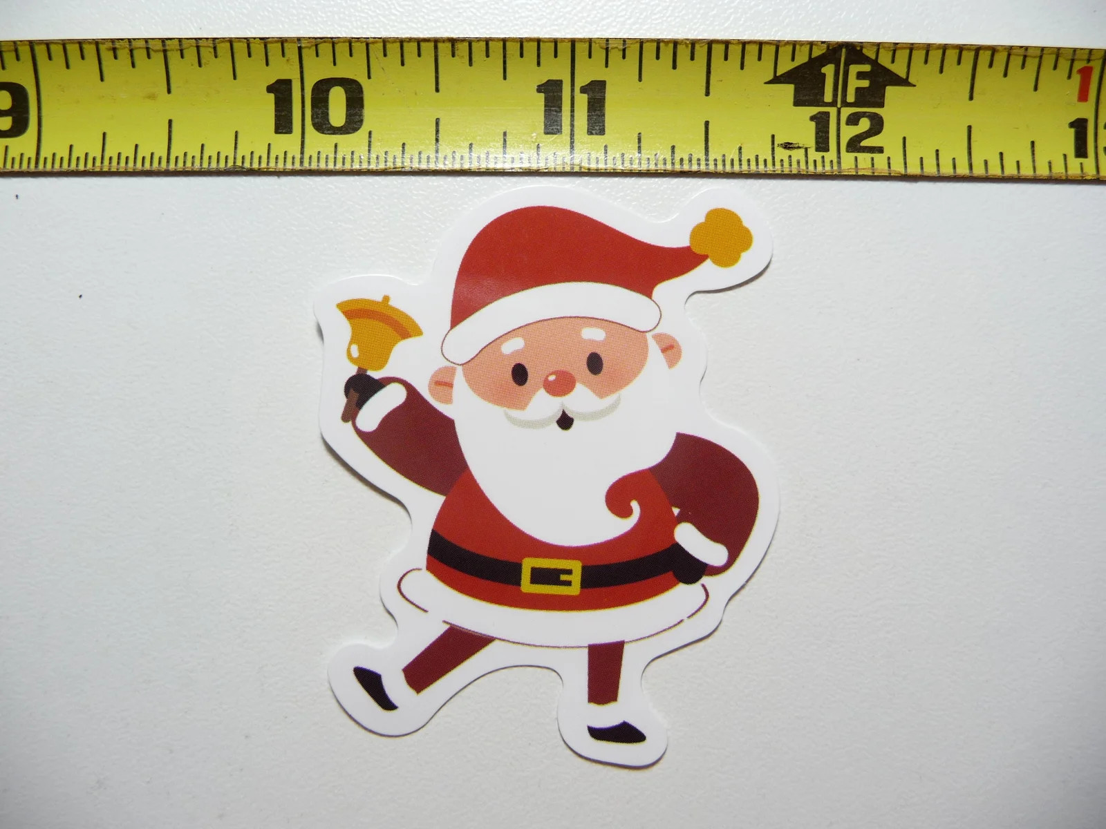 SANTA CLAUS RINGING CHRISTMAS BELL SMALL STICKER DECAL WINTER CHRISTIAN